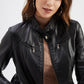 Veste en cuir femme printemps-automne