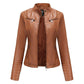 Veste en cuir femme printemps-automne Camel