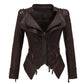 "Veste en cuir synthétique pour femmes à manches longues - Mode moto automne-hiver 2019" Coffee