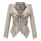 "Veste en cuir synthétique pour femmes à manches longues - Mode moto automne-hiver 2019"