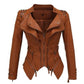"Veste en cuir synthétique pour femmes à manches longues - Mode moto automne-hiver 2019" Auburn