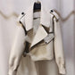 Veste en simili-cuir pour femmes, style motard vintage, automne punk streetwear beige