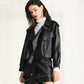 Veste en simili-cuir pour femmes, style motard vintage, automne punk streetwear