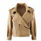 Veste en simili-cuir pour femmes, style motard vintage, automne punk streetwear Khaki