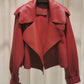 Veste en simili-cuir pour femmes, style motard vintage, automne punk streetwear Red
