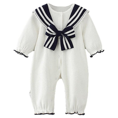 Vêtements pour bébé de style marin à col marin pour garçons et filles White