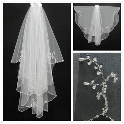 Voile de mariée en dentelle perlée à deux couches | AOMshop China