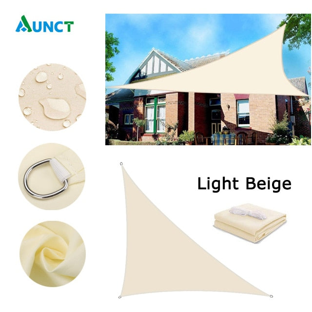 Waterproof Sun Shelter - Voile d'ombrage triangulaire pour jardin, patio et piscine Light Beige