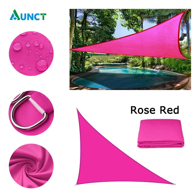 Waterproof Sun Shelter - Voile d'ombrage triangulaire pour jardin, patio et piscine Rose Red