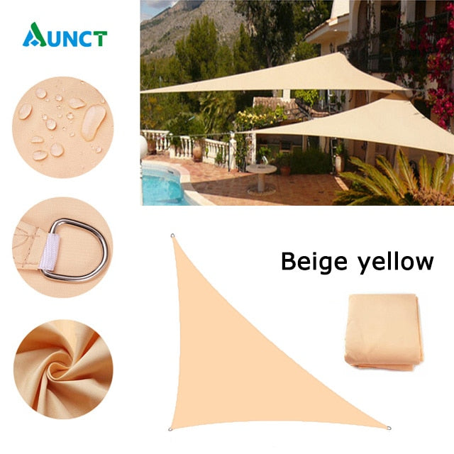 Waterproof Sun Shelter - Voile d'ombrage triangulaire pour jardin, patio et piscine Beige yellow