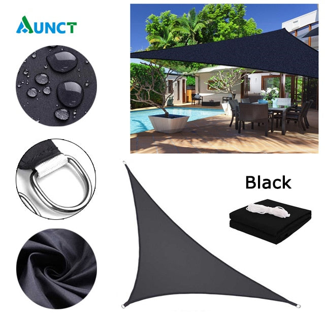 Waterproof Sun Shelter - Voile d'ombrage triangulaire pour jardin, patio et piscine Black