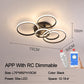 lampes de plafond LED 5 Rings Black APP With RC Dimmable