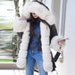 manteau d'hiver pour femmes - Parka longue à queue de poisson à capuche"