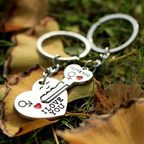 porte-clés de couple My Heart en alliage de zinc plaqué argent