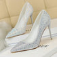 talons hauts pour femmes Chaussures or noir élégant mariage White